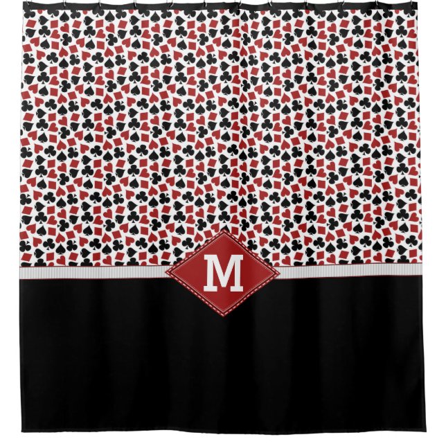 Poker Kartenspielen Anzug Mit Monogramm Vegas Gamb Duschvorhang (Vorderseite)