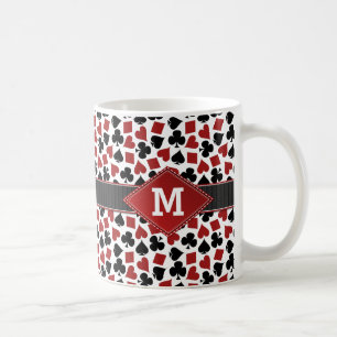 Poker-Kasino-Anzugs-Muster-Monogramm Kaffeetasse