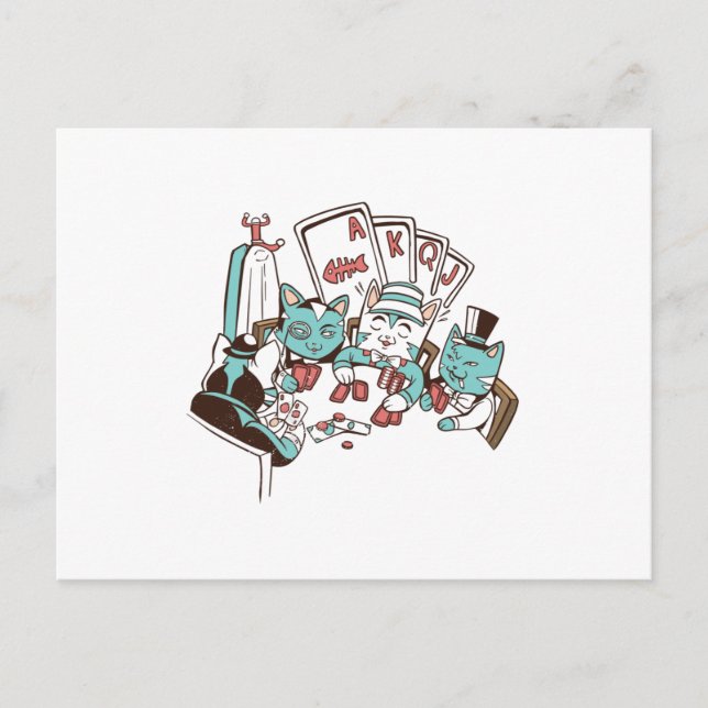 Poker Katzen Postkarte (Vorderseite)