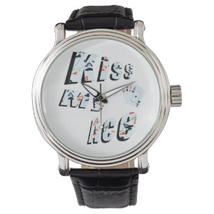 Poker Kiss My Ace, Funny Mens Leather Watch, Armbanduhr