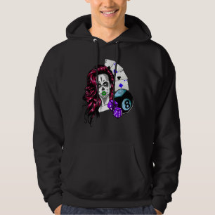 Poker Lady Gambling Rolling Würfel Schädelgesicht Hoodie