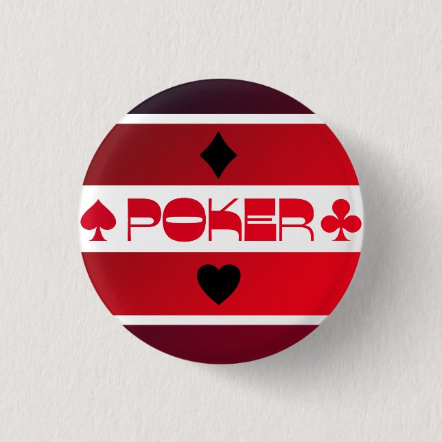 Poker Logo rot schwarz personalisierbarer T - Shir Button (Vorderseite)