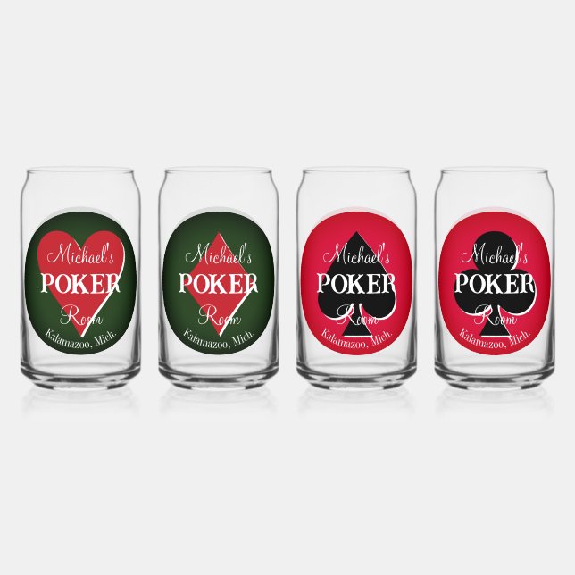Poker mit klassischen Spielkarten Dosenglas (Vorderseite)