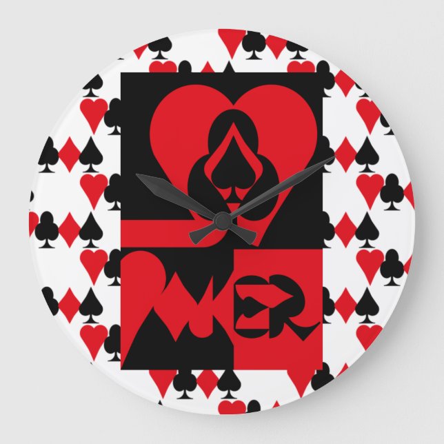 POKER NEW ORIGINAL pixelat by Masanser Große Wanduhr (Vorderseite)