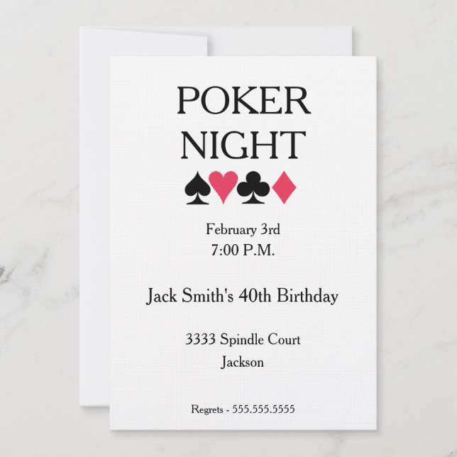 Poker Night Anniversaire Fête Invitation (Devant)