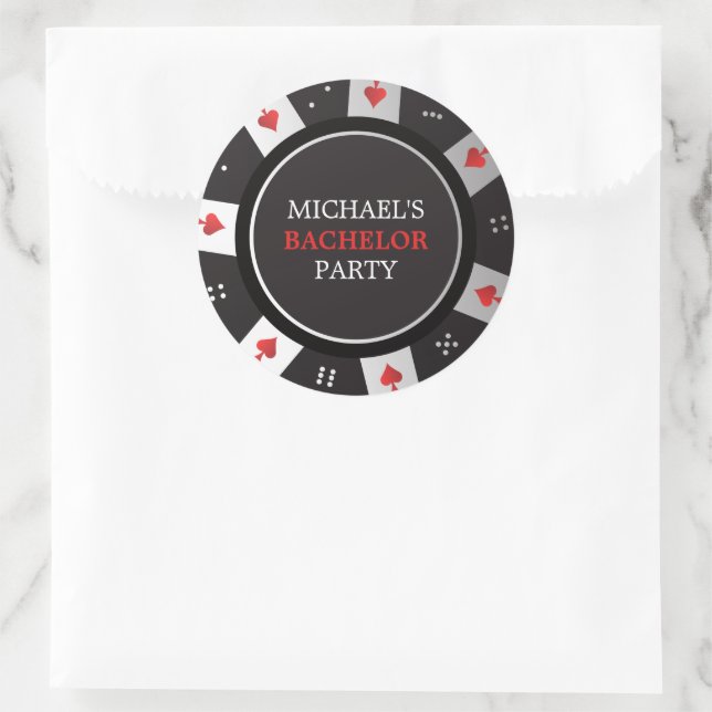 Poker Night Bachelor Parco Civico-Ciani Runder Aufkleber (Tasche)