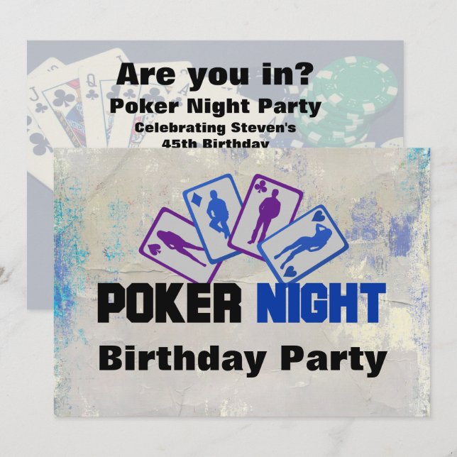Poker Night Birthday Party Einladung (Vorne/Hinten)