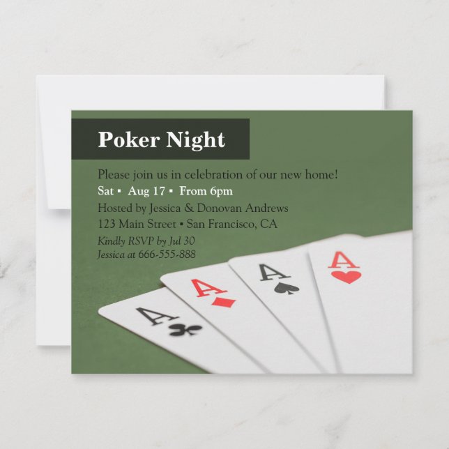 Poker Night Housewarming Party Einladungen (Vorderseite)