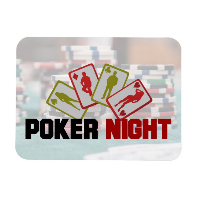 Poker Night mit Spielkarten und Poker Chips Magnet (Horizontal)