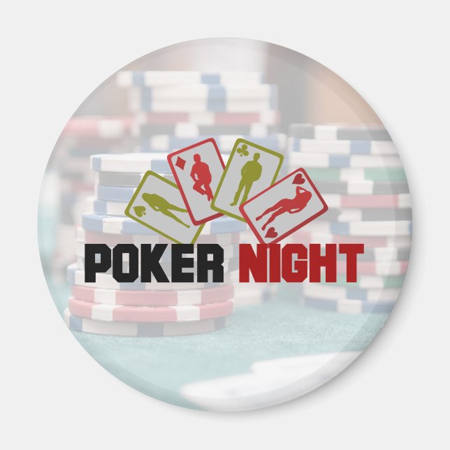 Poker Night mit Spielkarten und Poker Chips Magnet (Vorne)