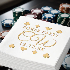 Poker Night Monogram Bachelor Party Foil Napkins Servietten Mit Folie