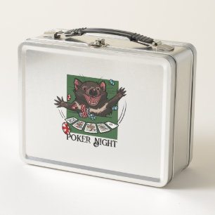 Poker Night Royal Flush Cartoon Tasmanian Devil Metall Brotdose