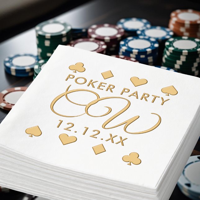 Poker Nuit Monogramme Bachelor Party (Foil napkins perfect for your poker party. Just add your details)