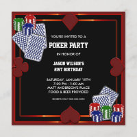 Poker Party Anniversaire de fête Invitation