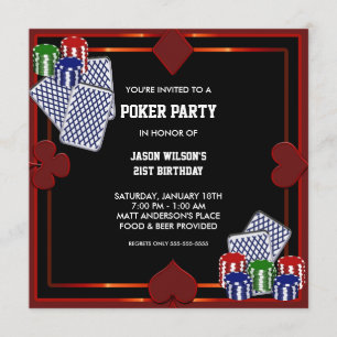 Poker Party Anniversaire de fête Invitation