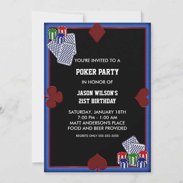 Poker Party Anniversaire Poker Party Invitations (Devant)