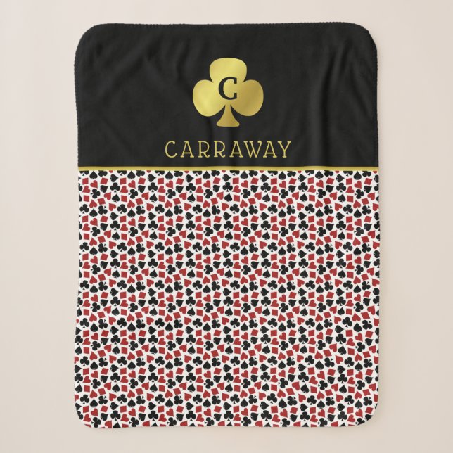 Poker Player Gambler Casino Card Suits Custom Name Sherpadecke (Vorderseite)