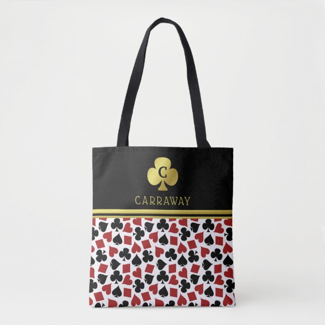 Poker Player Gambler Casino Card Suits Custom Name Tasche (Vorderseite)