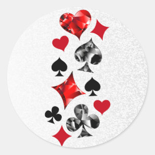 Poker Player Gambler Kartenspiel Anzug LasSticker Runder Aufkleber