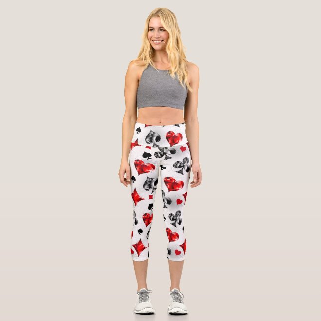 Poker Player Gambler Kartenspielen Anzug Las Vegas Capri Leggings (Vorderseite)