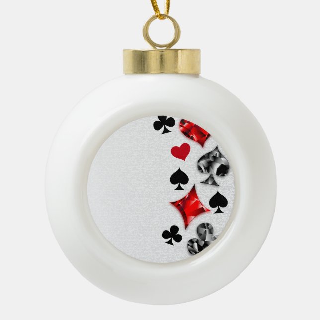 Poker Player Gambler Kartenspielen Anzug Las Vegas Keramik Kugel-Ornament (Vorderseite)