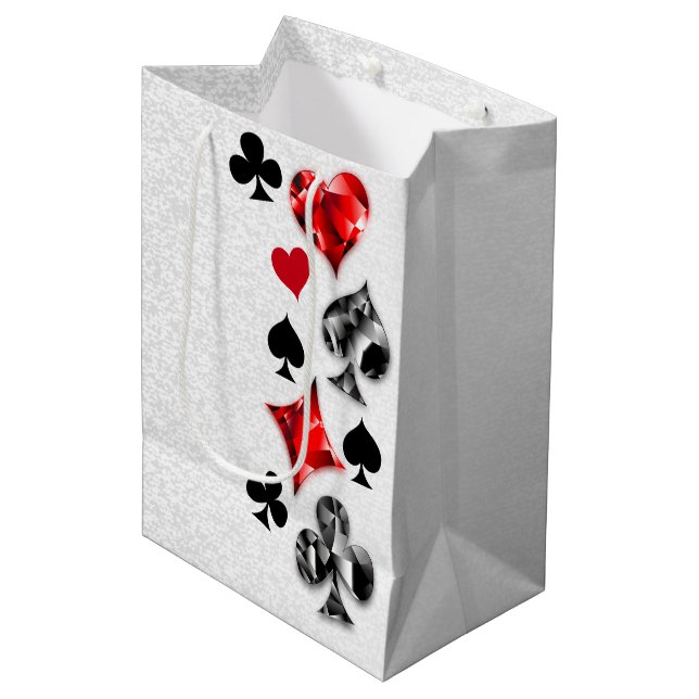 Poker Player Gambler Kartenspielen Anzug Las Vegas Mittlere Geschenktüte (Vorderseite Schrägansicht)