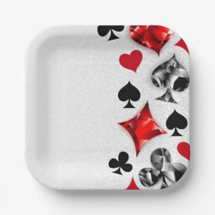 Poker Player Gambler Kartenspielen Anzug Las Vegas Pappteller