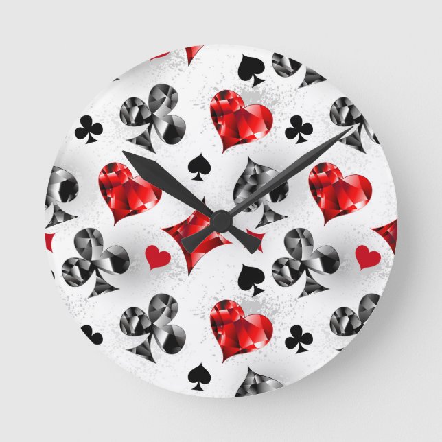 Poker Player Gambler Kartenspielen Anzug Las Vegas Runde Wanduhr (Vorderseite)