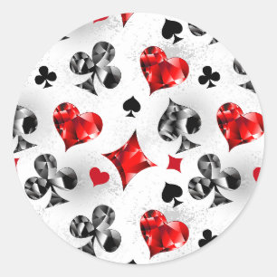 Poker Player Gambler Kartenspielen Anzug Las Vegas Runder Aufkleber