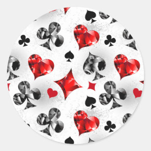 Poker Player Gambler Kartenspielen Anzug Las Vegas Runder Aufkleber