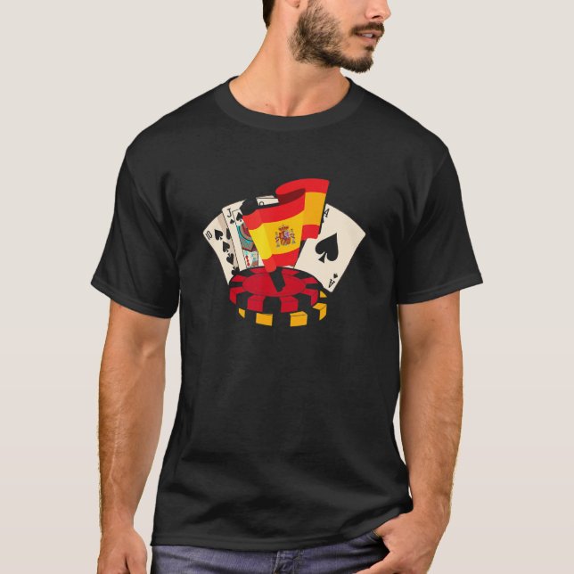Poker Player Spain Flag Gambling Casino Gamer T-Shirt (Vorderseite)