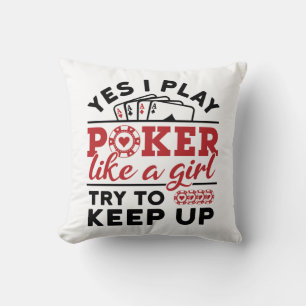 Poker Player Women spielen Poker wie ein Mädchen Kissen