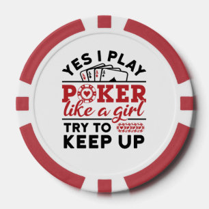 Poker Player Women spielen Poker wie ein Mädchen Pokerchips