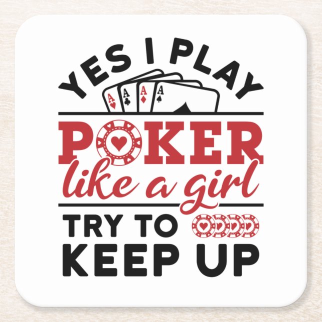 Poker Player Women spielen Poker wie ein Mädchen Rechteckiger Pappuntersetzer (Vorderseite)