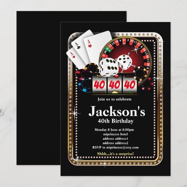 Poker Playing Card, Casino Party einladen Einladung (Vorne/Hinten)