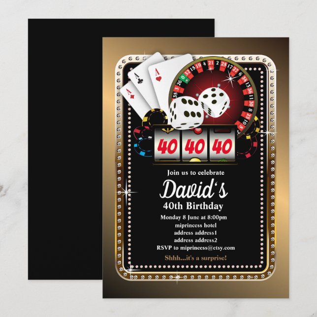 Poker Playing Card, Casino Party einladen Einladung (Vorne/Hinten)