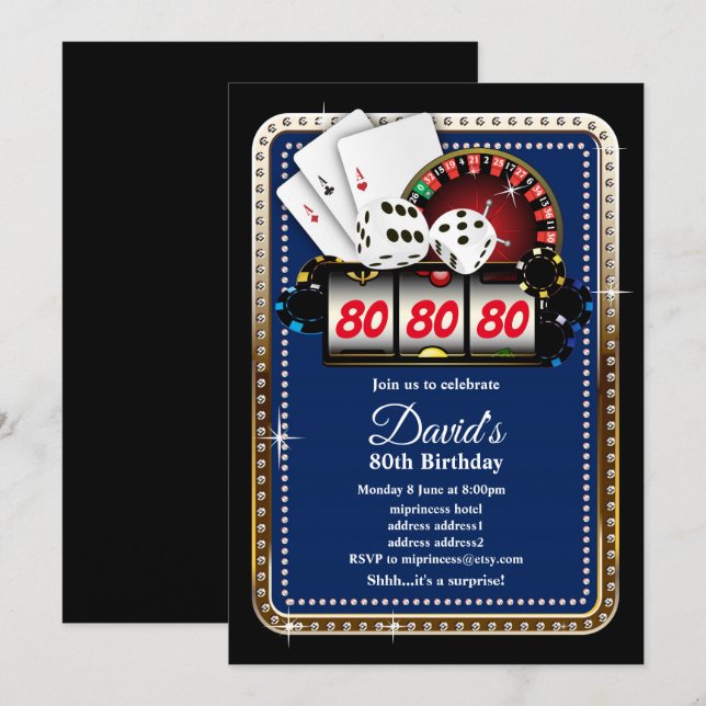 Poker Playing Card, invitation de la fête de casin (Devant / Derrière)