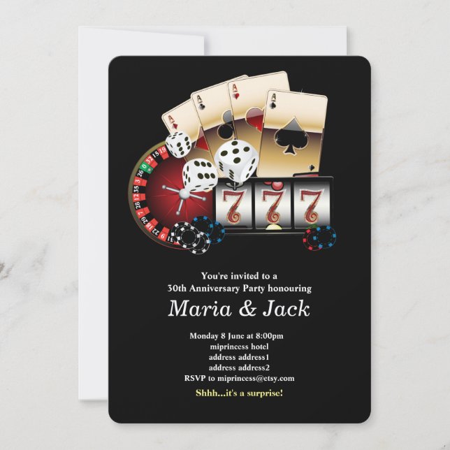 Poker Playing Card, invitation de la fête de casin (Devant)