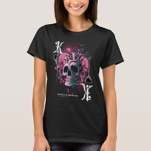 Poker Playing Card King Of Hearts Skull T-Shirt (Vorderseite)
