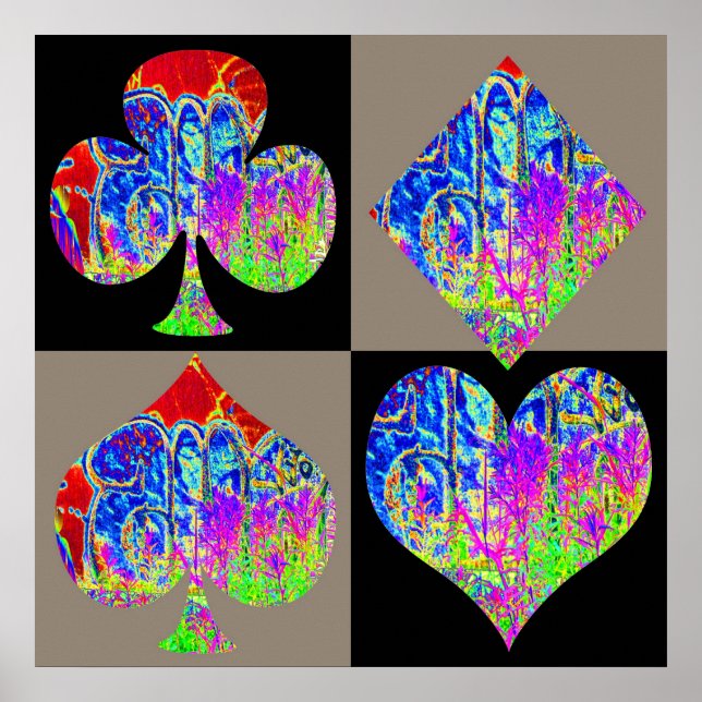 Poker: Poker Set Graffiti Liebhaber Poster (Vorne)