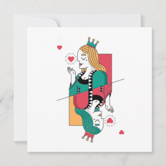 Poker Queen Heart Playing Cards Casino Gambling Gi Einladung
