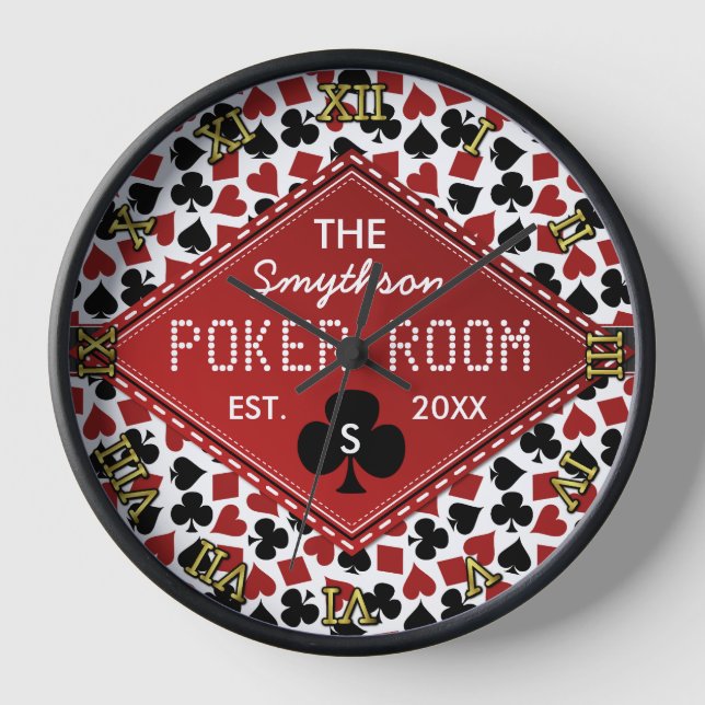 Poker Room Casino Individuell anpassbare Anzug von Wanduhr (Vorderseite)