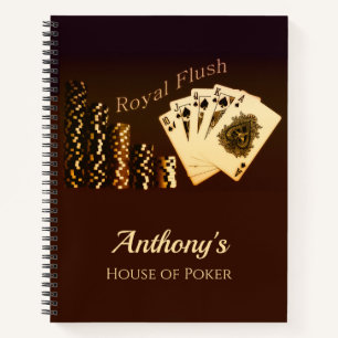 Poker Royal Flush Spiralblock mit Thema Notizbuch