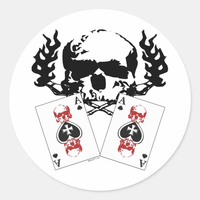 Poker-Schädel-Aufkleber Runder Aufkleber (Vorderseite)