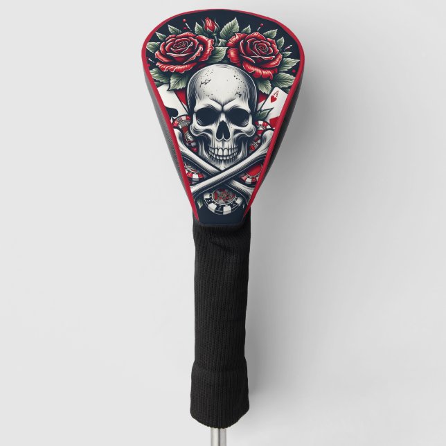 Poker-Schädel Golf Headcover (Vorderseite)