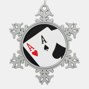 Poker Schneeflocken Zinn-Ornament