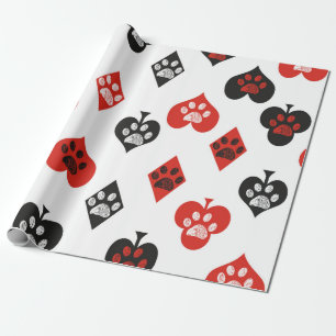 Poker spielende Glücksspielkarte mit Pfoten Geschenkpapier