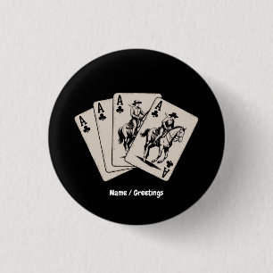 Poker spielendes Country-Mädchen im Western-Stil T Button