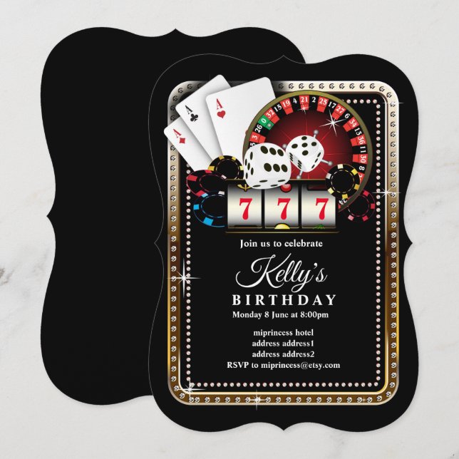 Poker Spielkarte 7 7 7, Casino Party einladen Einladung (Vorne/Hinten)