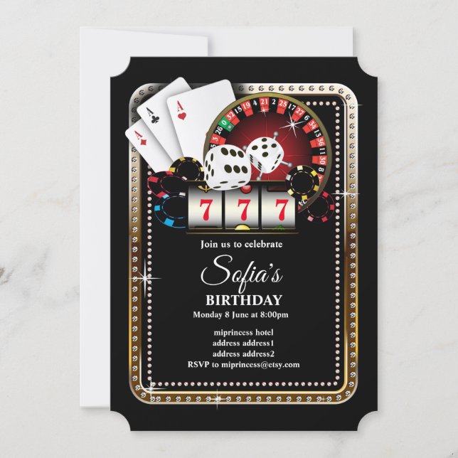 Poker Spielkarte 7 7 7, Casino Party einladen Einladung (Vorderseite)